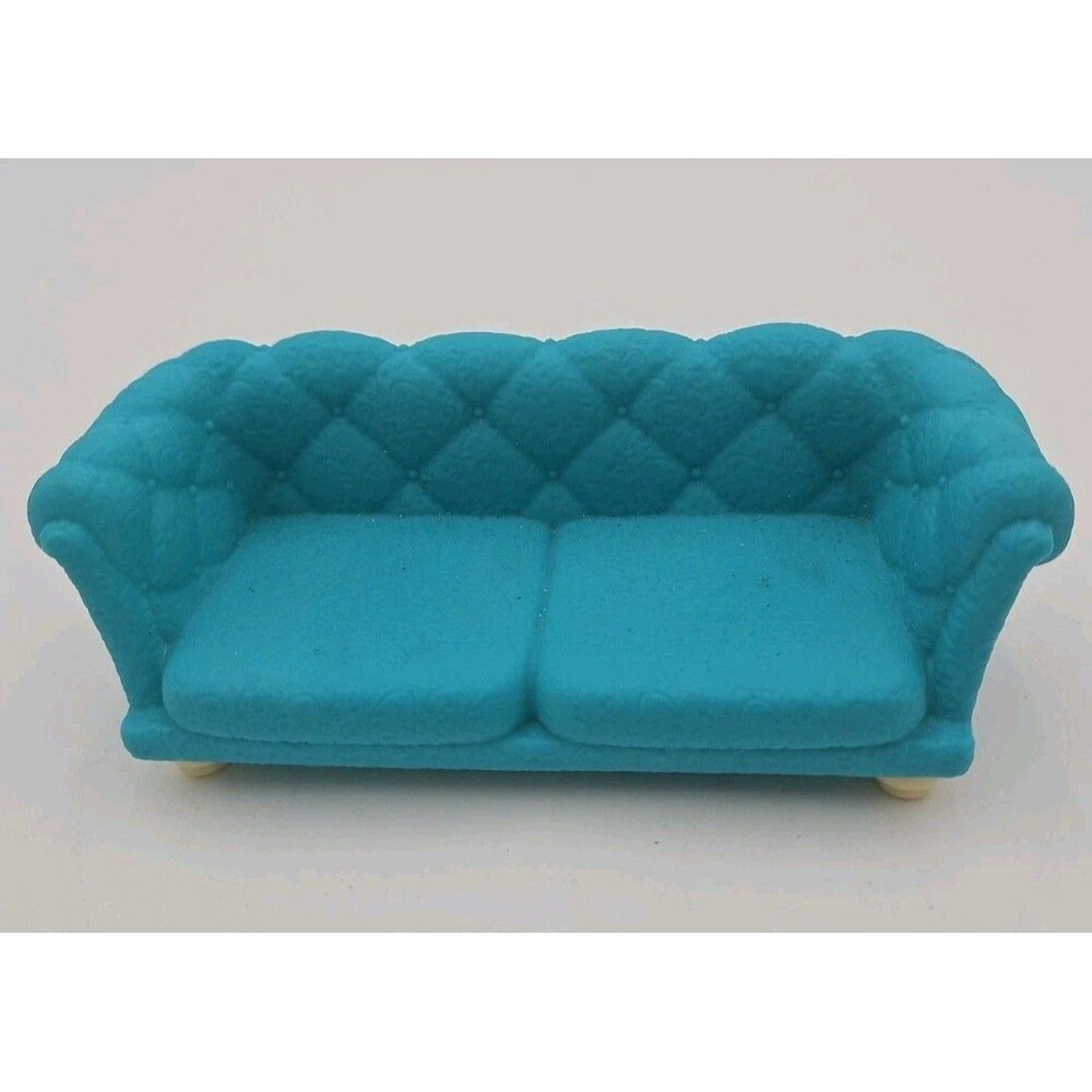 Sofa Couch Turquoise Green Pretend Dollhouse Playset Miniature Accessory Toy